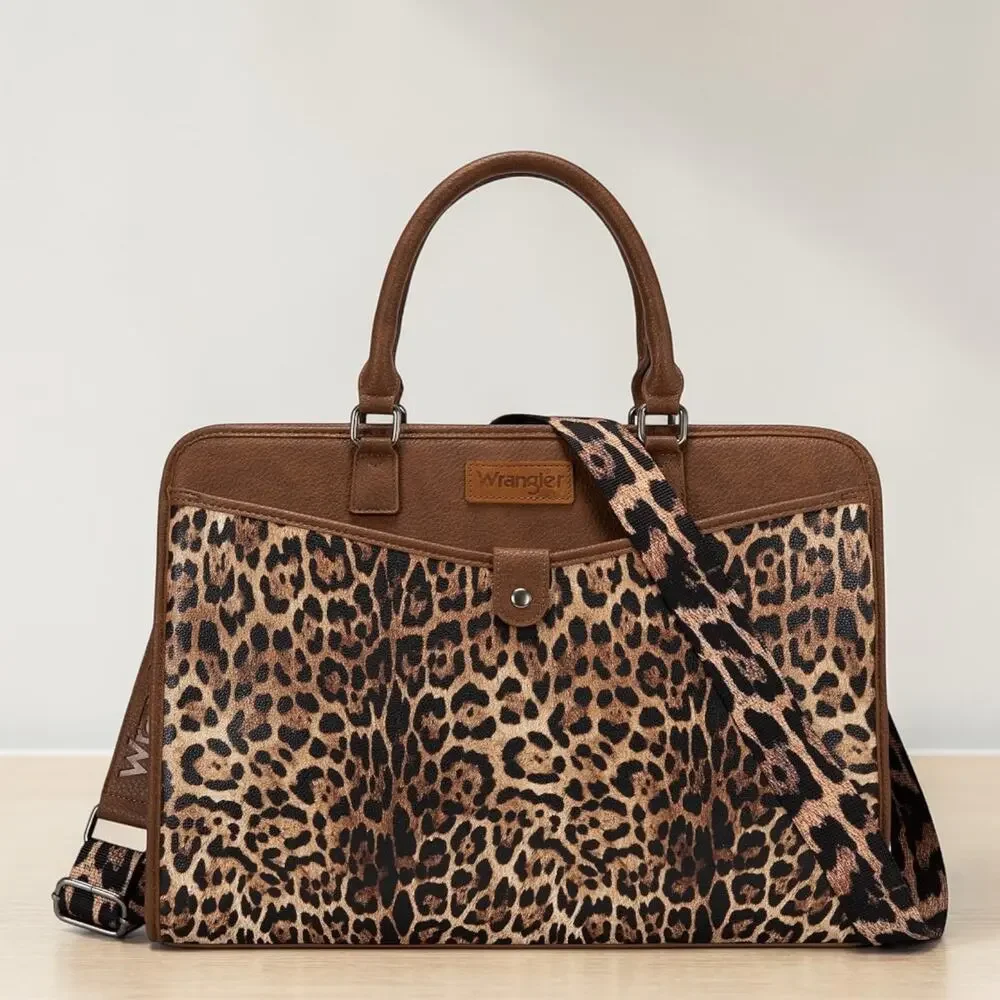Wrangler Faux Leather Leopard Laptop Briefcase Bag *Brand NEW w/ tags*
